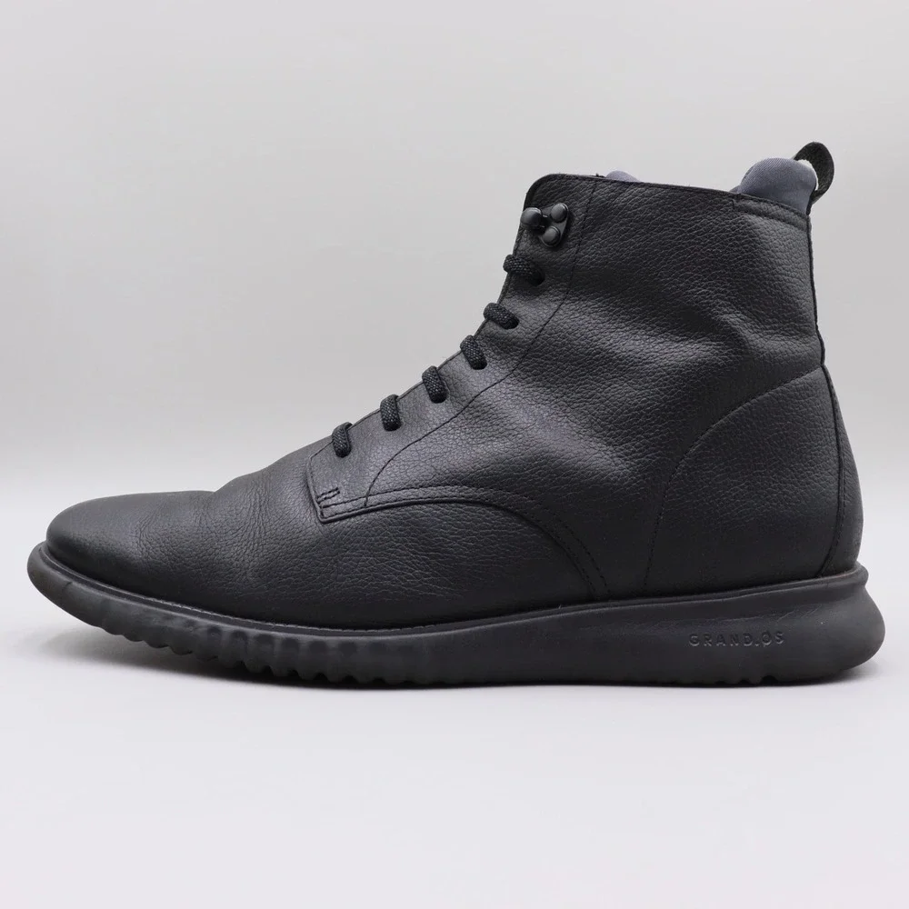 Cole Haan 2.Zerogrand City Boots Mens Size 13M US Black Pebbled Leather C25557